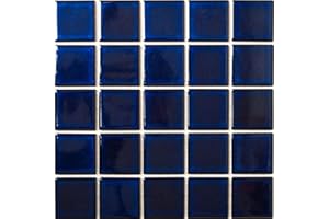 CONWIRE Piastrelle a mosaico quadrate in tinta unita blu cobalto lucido piastrelle in ceramica, formato: 58 x 58 mm, dimensioni foglio: 304 x 304 mm, 1 foglio
