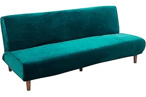 ‎MINGFUXIN Mingfuxin Armlose Schlafsofabezüge, Stretch-Samt Futon Couchbezug Dicke weiche gemütliche Sofa Schonbezug Möbelschutz für 2-3-Sitzer armloses Klappsofa