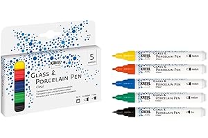 KREUL 42852 - Happyset di colori per finestre, 3 colori per finestre in bianco neve, giallo sole e rosso ciliegia, vernice per contorni in nero, lamina speciale e sagome per dipingere.