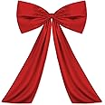 Wavwavw Large Bow Big Coquette Bow for Backdrop Birthday Party Room Wall Decor, Giant Ribbon Tie Hanging Gift Coquette Wall Decor(Red,24 x 36 Inches)