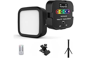 Obeamiu Lampa wideo LED RGB, akcesoria oświetleniowe do wideokonferencji do klipsa na laptopie ze statywem, 3000 mAh 2500-8500 K lampa fotograficzna do fotografowania / transmisji na żywo / połączeń z