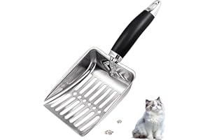 soodyoow Cat Litter Scoop, Stainless Cat Poop Scoop, Litter Tray Scoop, Poop Scoop Cat Litter, Cat Litter Scooper, Litter Scoop, Easy to Clean, Durable, for Cat Litter Box (Black)