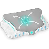 Zibroges Oreiller Memoire Forme - Oreiller Ergonomique Dormeurs Sur Le Côté/ Dos/Ventre, Housse De Oreillers Lavable,Nouvelle Mise à Niveau&Gris