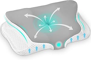 Ehomfory Oreiller Ergonomique Cervical Memoire Forme, Oreiller Ergonomique à Mémoire de Forme pour Les Dormeurs sur Le côté, Le Dos et Le Ventre (Gris)