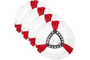 (4Pack) SUPERFA Mop Heads Compatible with Vileda 2-in-1 Turbo Mop Replacement Head, Microfibre, Red, White