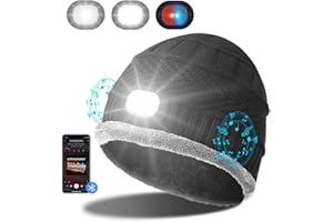 INHDBOX Czapka z daszkiem LED, czapka dziergana z możliwością ładowania przez USB, oświetlenie i migające rodzaje ostrzegawczych 8 diod LED, łatwa instalacja z przodu, z tyłu, czapka reflektor, czapka dziergana