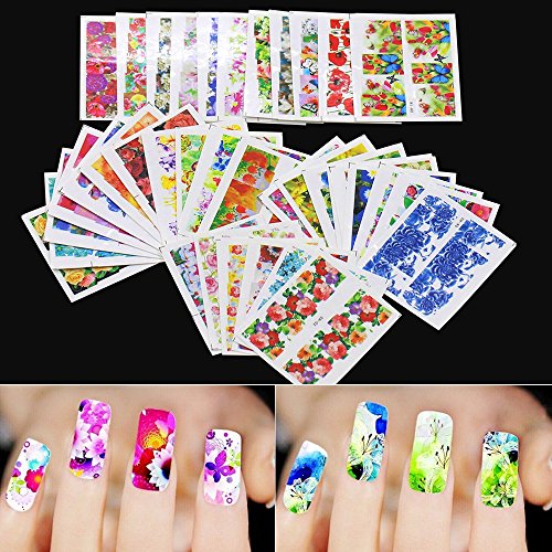 Bluelans® 50 Blatt Nagel Kunst Aufkleber, Blume Nagelaufkleber / Nagelsticker / Nail Tattoo / Nail Sticker / Nailart Tips-Dekorationen - 4