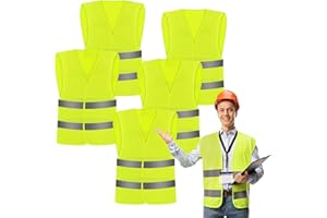 LEEPAT 5 Pack Hi Jackets,High Visibility Reflective Safety Vest Anti-mold Waistcoats Jacket For Traffic Work, Running
