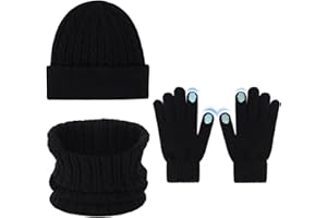 KunpengZen Wintermütze Schal handschuh Set für Damen/Herren - Beanie, Schlauchschal, Touchscreen-Handschuhe mit Fleecefutter - Warmes 3-in-1-Geschenkset