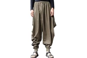 AITFINEISM Pantaloni Harem da Uomo Comodi Pantaloni Elastici in Vita Moda Tinta Unita Casual Yoga Hippies Pantaloni