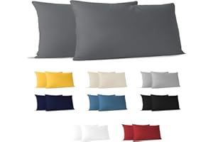 ‎DREAMZIE Dreamzie Kissenbezug 40 x 80 (Set mit 2) - 100% Jersey Baumwolle 150 g/qm Kissenbezüge -Anthrazit - Für Kissen 40 x 80 cm - Kissenhülle - Kissenbezug - Resistent und Hypoallergen