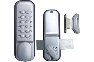 JACKFRU Serrure de porte mécanique, clavier sans clé, serrure de porte numérique étanche, serrure de porte d'entrée à code à 1 à 11 chiffres, serrure à combinaison sans clé