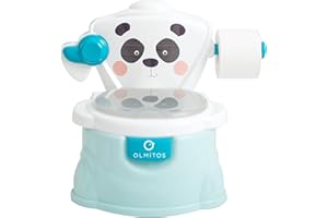 Poty I learn to go to the toilet by Olmitos- Peut être utilisé comme siège de toilette - Avec porte-papier et chaîne - Coupe intérieure amovible pour un nettoyage facile (Verde)