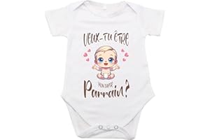 maroma [5-3] Body Personnalisé Veux Tu Etre Mon Super Parrain Idée Annonce Demande Originale,Humour, Futur/3 Mois/