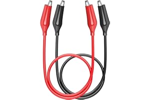 Cleqee 2 pinzas de cocodrilo de doble extremo, cables de prueba, multímetro de alambre aislado eléctrico, pinzas de cocodrilo, cable probador de voltaje (0,5 metros/rojo y negro)