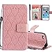 Produktbild COTDINFOR iPhone 8 Protective Standing Hülle Elegant PU Tasche Leder Flip Schutzhülle Cover im Bookstyle Kartenfächer Magnet Etui Schale für iPhone 8/7 Rose Gold Rattan KT.