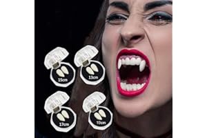 KXYINOS 4 Pairs Halloween Vampire Fangs Kit 4 Sizes Custom Fangs Vampire Teeth Fake Dentures for Cosplay Party Props Halloween Party Fangs