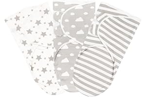 FUNUPUP Baby Swaddle Blanket 3-6 Months 100% Cotton Newborn Baby Swaddle Wrap for Boys and Girls, Pack of 3