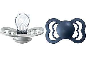 Tétine BIBS Supreme. Lot de 2 sucettes. Sans bisphénol A, Téterelle symétrique. Silicone, Taille 2 (6-18 mois), Cloud/Steel Blue
