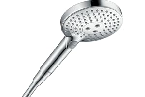 hansgrohe Raindance Select S - oszczędzająca wodę główka prysznicowa 8 l/min (EcoSmart), słuchawka prysznicowa z 3-strumieniowa (PowderRain), funkcją antykamienną, chrom, 26515000