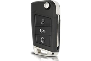 AUTOZOCO Carcasa Mando Llave de Coche 3 Botones, Carcasa de Llave de Repuesto, Compatible con Volkswagen Golf, Passat, Audi, Seat, Porsche, Skoda, Ford y Otros Modelos, 3 Botones con zócalo de Pila