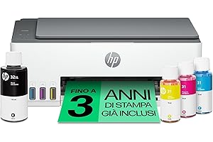 HP Smart Tank 5105 1F3Y3A, Stampante Multifunzione A4 con serbatoio di inchiostro ad alto volume di stampa, stampa fronte/retro manuale, scansione, copia, 22 ppm, USB, Wi-Fi, Smart, Bianca