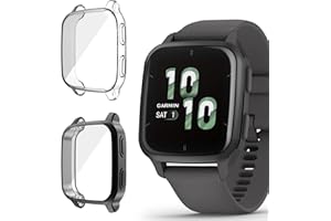 SeNool Funda Protectora para Garmin Venu Sq 2, Cobertura Total TPU Flexible antirrayas Funda Protectora Suave para Garmin Venu Sq 2 (Negro + Claro)