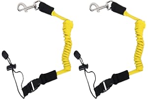 Qaziuy 2Pcak Kayak Paddle Leash, Elastic Kayak Paddle Rope with Adjustable Belt Buckle and Hooks, Kayaking Accessories for Canoeing Boating Surfing