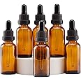 LOVE LOVE BELOVED 1oz Amber Glass Dropper Bottles (30ml), Eye Dropper Bottles with Glass Droppers for Essential Oils, Perfumes - Pack of 6