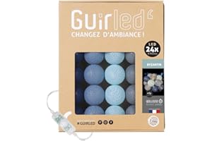GuirLED - Guirlanda luminoso a LED per batuffoli di cotone USB - Luce notturna per bambini 2h - Alimentatore doppio USB 2A incluso - 3 intensità - 24 sfere 2,4m - Byzantin
