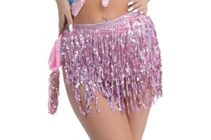 SDKZBFC Belly Dance Hip Scarf and Skirt Wrap Belt for Women and Girls - Zumba or Yoga Class, Performance Costume