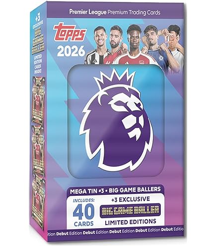 Topps Premier League 2026 Debüt-Edition Super Tin #3 - 50 Karten + 3 Hall Of Fame LE-Karten