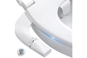 BYRISON Bidet Attachment for Toilet UK, Ultra-Slim Bidet with Dual Nozzle (Feminine/Posterior Wash),WC Toilet Seat Bidet with Brass Inlet and Metal Hose, Adjustable Water, Easy Installation