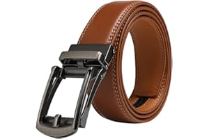 VRLEGEND Ceinture Homme Cliquet Boucle Ceinture Ceinturon en Cuir Automatique Réglable 110CM-160CM,Costume Travail Business Casual 3.5CM