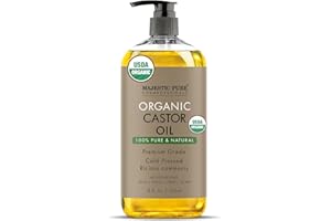 Majestic Pure Organic Castor Oil | Hexanfrei und 100% rein | Kaltgepresst | Stimulieren Sie das Wachstum von Haaren, Wimpern, Augenbrauen und Nägeln | Feuchtigkeitsspendend und pflegend | 8 Fl Oz