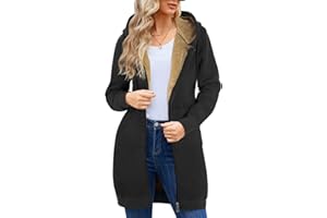 Svanco Mujer Sudaderas con Capucha Larga Chaqueta Sherpa Forrado Caliente Pullover Suéter Sudaderas de Lana Manga Larga con Bolsillos Invierno