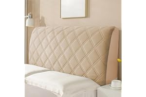 YUEZHONG Premium Velvet Thicken Bed Headboard Cover for Full Queen Size, Quilted Headboard Slipcover, for Bedroom Decor, Washable(Khaki,Full/160cm/63in)