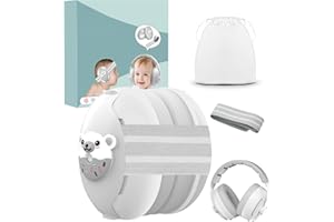 Robofun Cascos Bebe Antiruido, 2 en 1 Cascos Antiruido Bebe Protectores Auditivos para Bebés y Niños Pequeños de Hasta 48 Meses, Diseño Cómodo y Ligero Diadema Ajustable