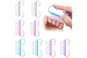 FC'NOQGN 8 Stück Nagelbürste, Nagelreinigungsbürste mit Griff, Fingernagel-Peeling-Reinigungsbürsten, Maniküre-Staubbürste, Pediküre, Schrubbwerkzeug für Zehen und Nägel, Haus- und Gartengebrauch