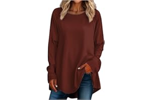 GENERIC Tops for Women UK,Women's Autumn and Winter Long Sleeved V-Neck Plus Size Clothing for Women Casual Long Loose T-Shirt Pullover Loose Blouse