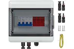 GTYORUS Caja de Conexiones Solar Fotovoltaica, IP65 Fotovoltaica DC Protección Contra Sobretensiones, Interruptor Automático Fotovoltaico 1 Cadena DC 1000V con Enchufe Solar(1 en 1 fuera, 25A)