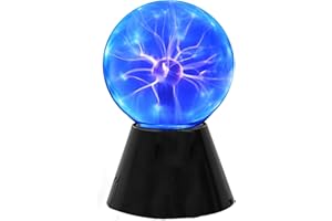 Goeco Luz de Bola de Plasma 13CM, Lámpara de Esfera 5 Pulgadas Sensible al Tacto y al Sonido, Lámpara de Bola Luces Nocturnas para Decoración de Fiestas, Luz Azul