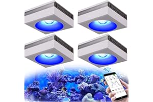 PopBloom 4 x RL90 WiFi Led Aquarium Light, Smart APP Control Reef Light for Saltwater Coral Reef Growing Marine Aquarium Lamp for Reef Coral SPS/LPS Fish Tank Light (4 WiFi lamp with Hang kit)