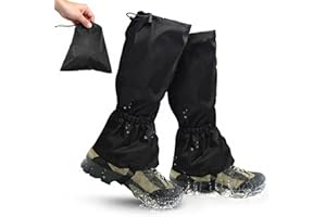 Yeria Wodoszczelne ochraniacze na wędrówki i rower, przedłużone ochraniacze na nogi, ochrona przed śniegiem, piaskiem, błotem, owadami, oddychające, lekkie, z torbą do przenoszenia (czarne)