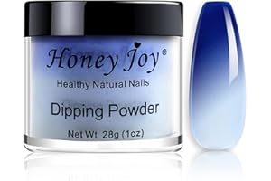 HONEY JOY 28g/Box Blue and White Temperature Color Change Dip Powder Nails Dipping Nails Long-lasting Nails No UV Light Needed, (No.8) …