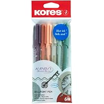 Kores Kugelschreiber Set – 6 Stück In Pastellfarben, 1 Mm, Blaue Halbgel-Tinte