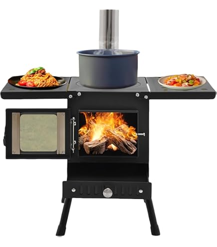 Stufa Da Campeggio Winnerwell In Ghisa Con Finestre In Mica | Fornello A Cherosene Portatile Vintage Per Cucinare E Riscaldare - 3