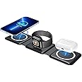3 in 1 Magnetic Foldable Mag-Safe Wireless Charger Compatible with iPhone 16 to 12 Series | Compatible with only All iWatch Series | Air Pods 2, 3, Pro | 23W Charging | Wireless Charger – Black