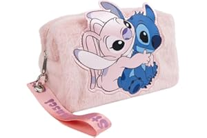 Disney Stitch Neceser, Set de Belleza Stitch y Angel Diseño Peluche Bolso de Viaje Regalo Niñas, Mujeres, Adolescentes