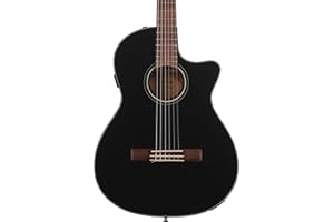 Fender CN-140SCE Guitare acoustique en nylon, touche en noyer, noir avec étui, Inclus des Cours Virtuels Gratuits sur Fender Play